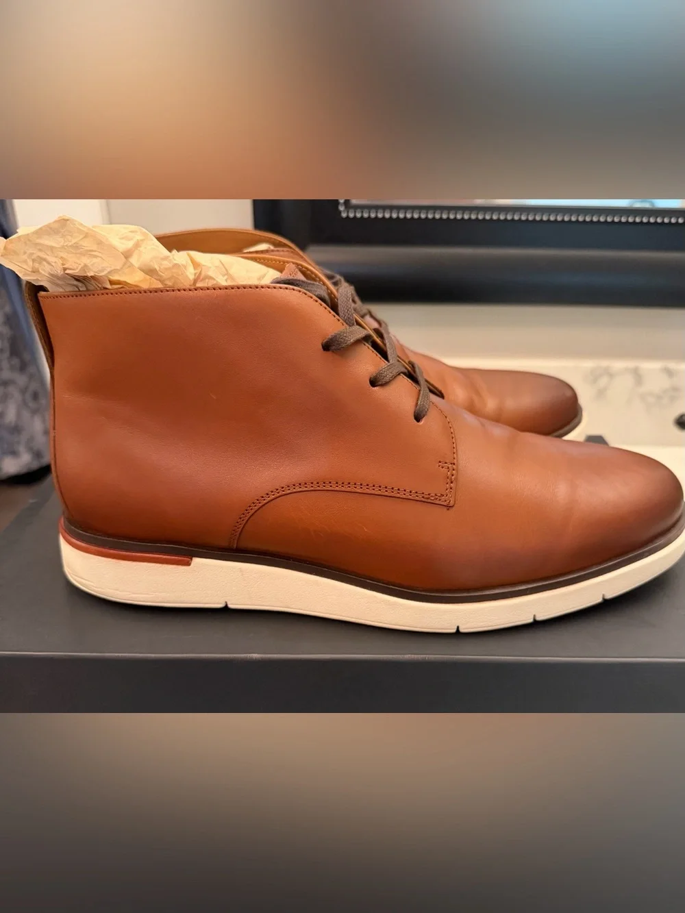 Allen Edmonds Brown Leather Chukka Boots with White Sole 11 Wide